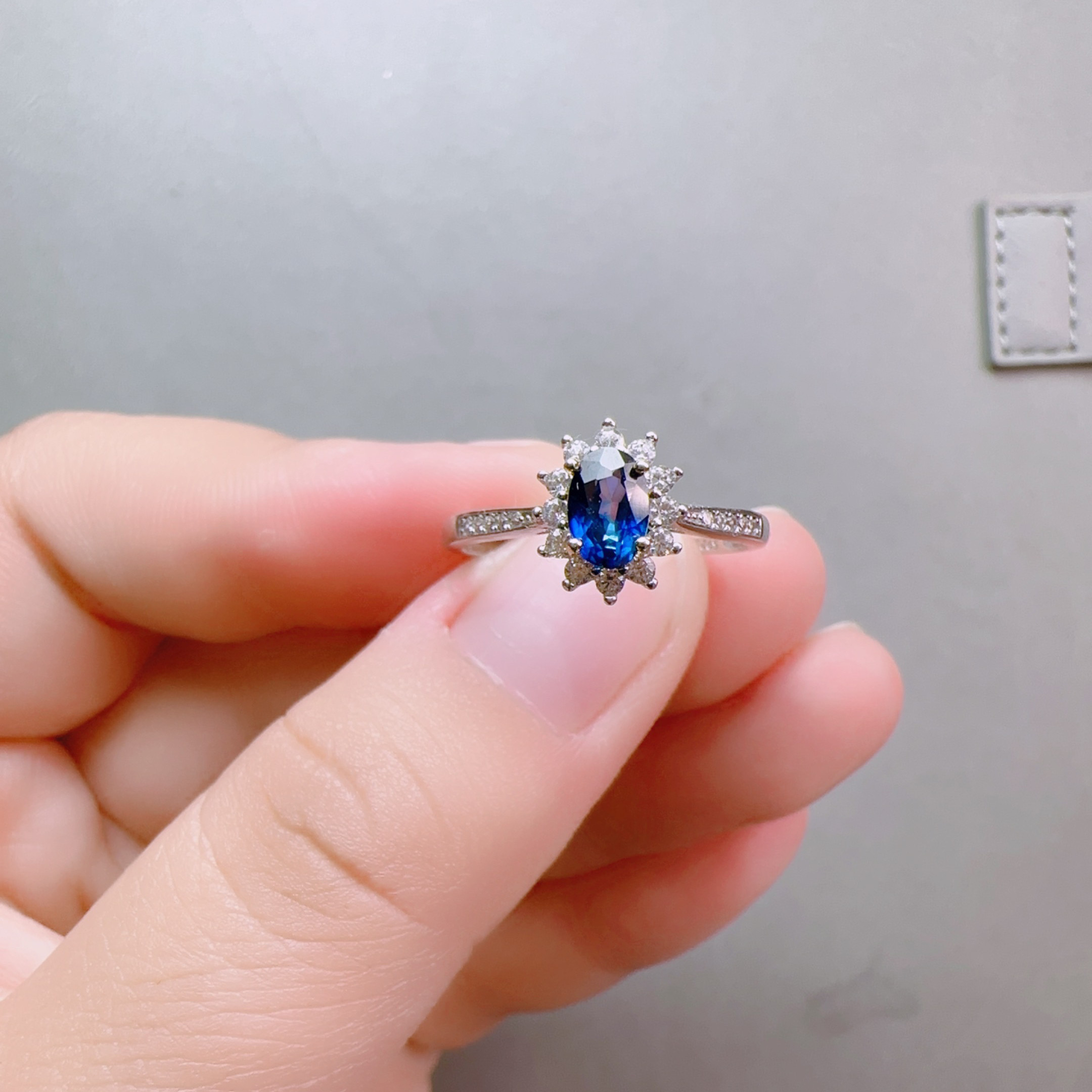 Natural unfired royal blue sapphire ring 4×6 Princess Diana style 925 silver finely inlaid colored gemstone jewelry