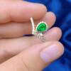 18k gold natural wood color emerald ring 4.5 x 5.5 water drop natural colored gemstone jewelry