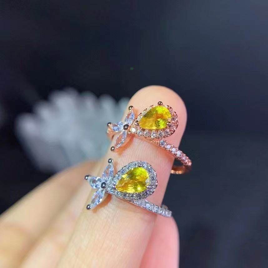 天然黄蓝宝戒指4乘6 925银精工镶嵌 天然蓝宝石彩宝,淘宝优惠券,粉丝福利购,淘宝优惠卷