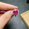 Natural ruby newly fired ring 925 silver finely inlaid 9×11