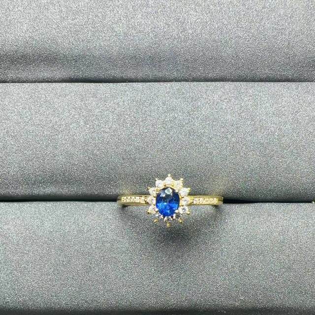 Natural royal blue sapphire Princess Diana style ring 4×5 925 silver finely inlaid natural colored gemstone jewelry