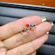Natural colorful orchid ring 3×4 925 silver precision inlaid colorful gemstone jewelry