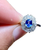 Natural unfired cornflower sapphire ring 4 x 5 925 silver finely inlaid natural colored gemstone jewelry