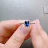 Natural unfired royal blue sapphire ring 4×6 Princess Diana style 925 silver finely inlaid colored gemstone jewelry