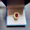 Natural ruby newly fired ring 925 silver finely inlaid 9×11