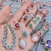 Natural red sapphire emerald color treasure 925 silver