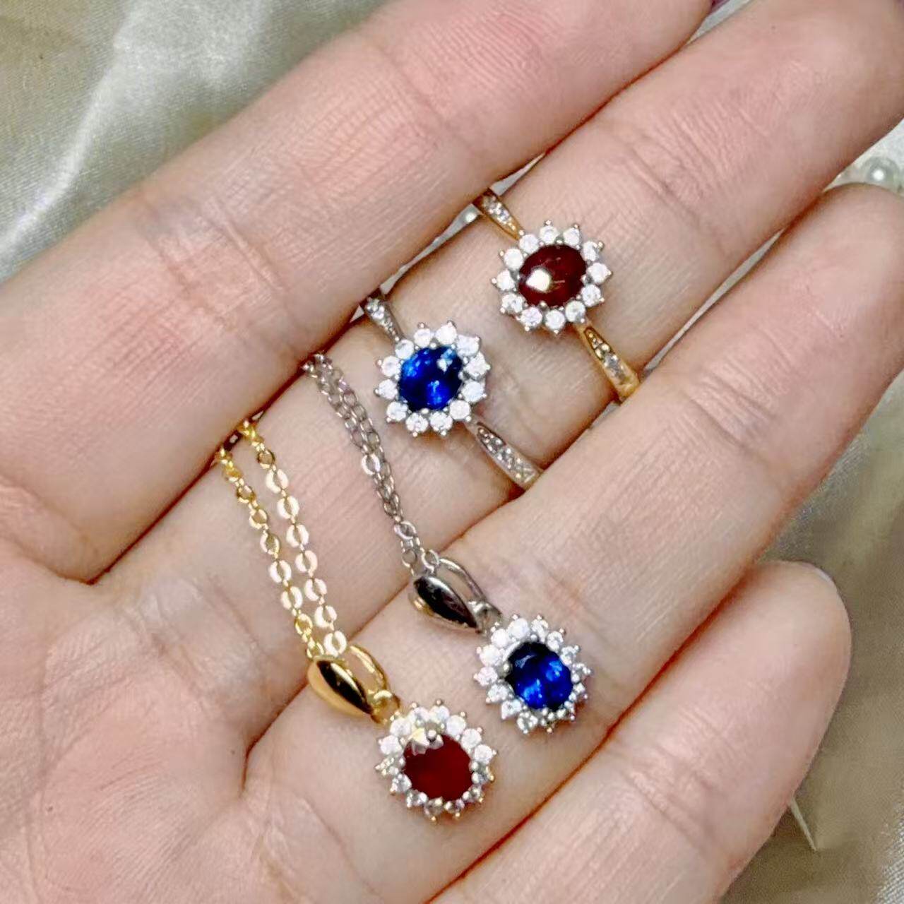 Natural Royal Blue Pigeon Blood Ruby Princess Diana Jewelry