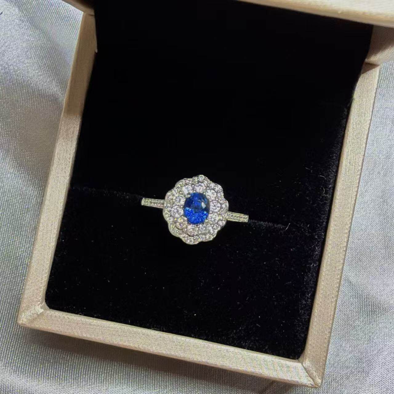 Natural Royal Blue Sapphire 925 Silver Ring