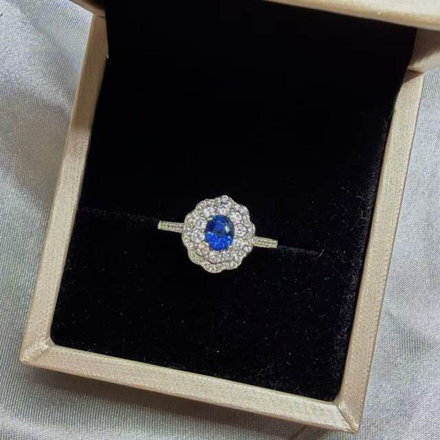 Natural Royal Blue Sapphire 925 Silver Ring
