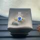 Natural royal blue sapphire Princess Diana style ring 4×5 925 silver finely inlaid natural colored gemstone jewelry
