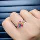 Natural colorful orchid ring 3×4 925 silver precision inlaid colorful gemstone jewelry
