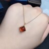 Natural Fanta stone pendant ring square 8 925 silver finely inlaid natural colored gemstone jewelry