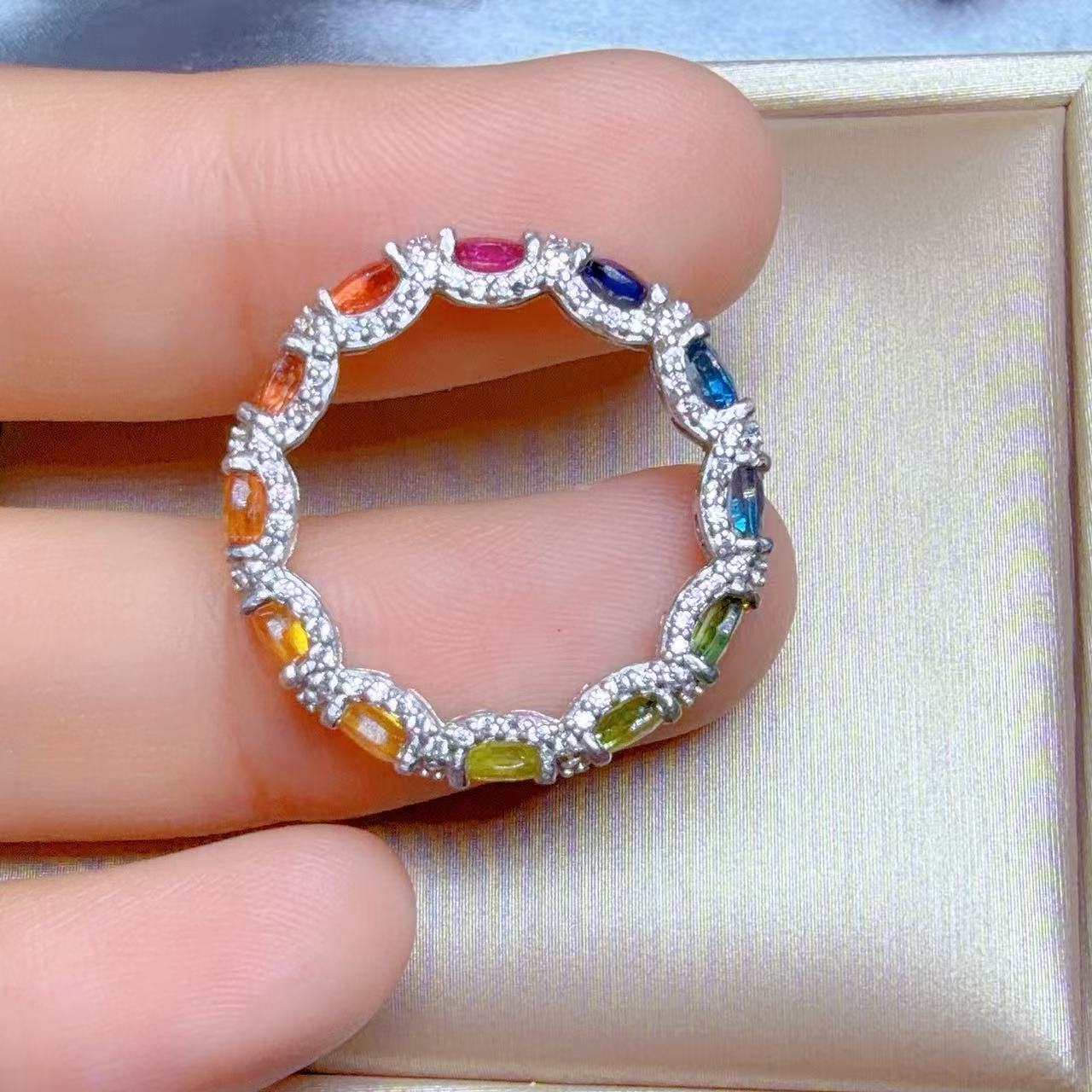 Natural Colorful Lanbao Donut Two-Wear Ring Pendant