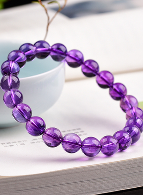 天然紫罗兰色乌拉圭单圈情侣手链