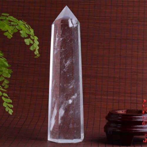 天然熔炼水晶柱白水晶柱白色透明长形柱形六棱水晶柱居家摆件礼品 - 图0