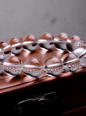 天然白色透明水晶手链礼物