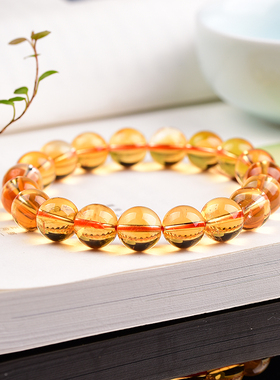 天然巴西黄水晶单圈手串