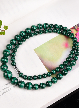 天然孔雀石项链女锁骨