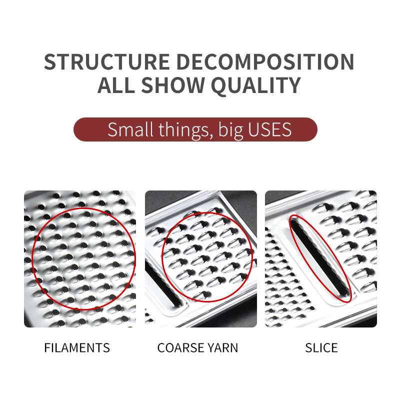 不锈钢刨丝器萝卜土豆刨切丝器芝士奶酪刨多功能削皮器厨房小工具 - 图0