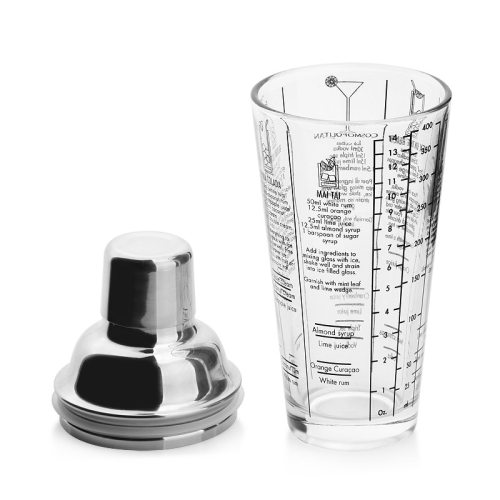 玻璃雪克壶套装刻度摇酒器带配方三段式调酒器鸡尾酒工具手摇杯 - 图1