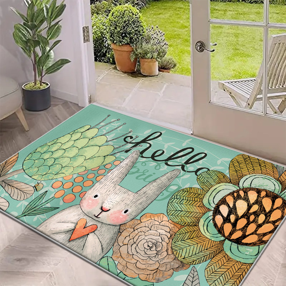卡通花环兔子进门垫入户大门室内门垫免洗易打理卧室门地毯,淘宝优惠券,粉丝福利购,淘宝优惠卷