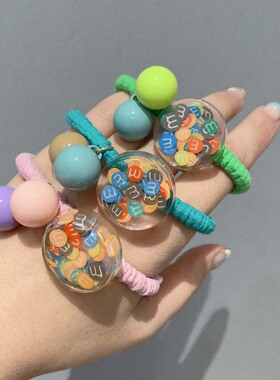 荧光色大爱心小女孩公主风橡皮筋