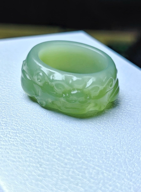 天然和田玉貔貅戒指碧玉鸭蛋青湖水绿招财貔貅指环扳指男女款礼物