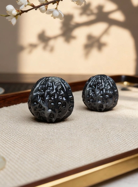 文玩核桃手工雕刻新疆和田玉青花手把件摆件手球解压盘玩收藏礼物