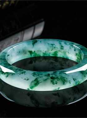 翡翠平替飘花玉镯子男女款