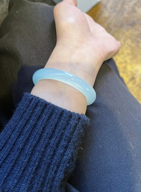 天空蓝手镯玻璃种天青冻玉镯子