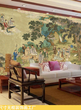 神仙西王母瑶池春宴图背景墙壁画
