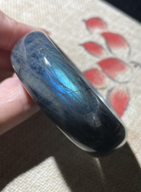 稀有黑体蓝光拉长石手镯月光手镯 一物一图