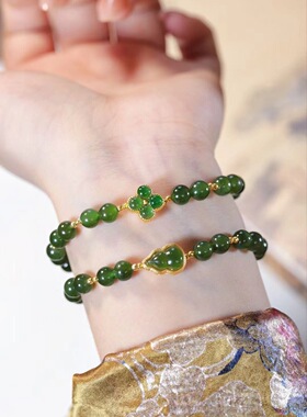 天然碧玉手串葫芦手链生日礼物送女友闺蜜情人高级感