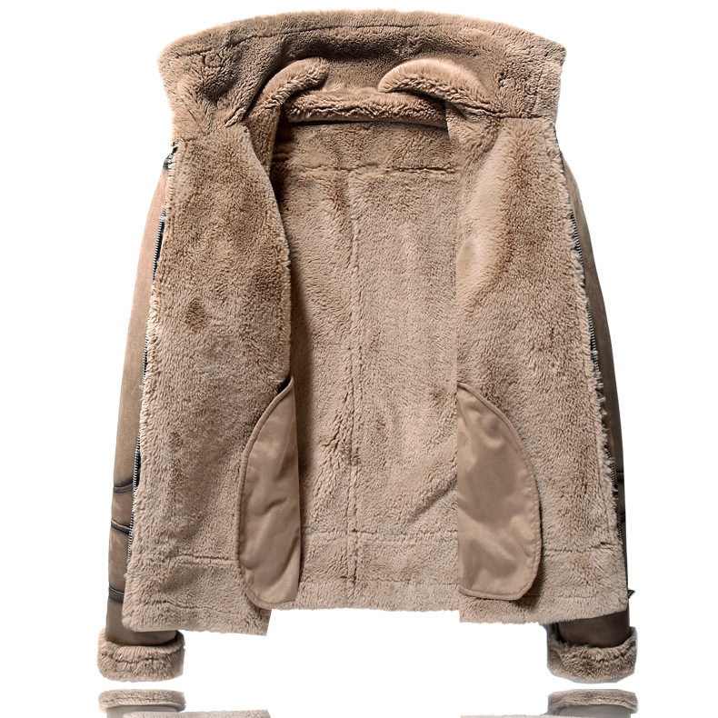 冬季男士休闲翻领皮毛一体仿鹿皮绒皮衣加绒保暖大码麂皮绒外套,淘宝优惠券,粉丝福利购,淘宝优惠卷