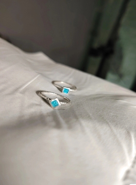 手工999纯银高温珐琅方块戒指戒子可订做男女