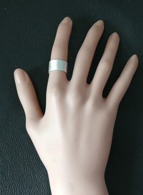 手工999足银光面宽戒直开口戒男女个性银戒指环戒子