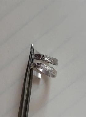 手工999足银纯沙面开口戒指肌理纹粗砂面戒子尾戒定制男女情侣款