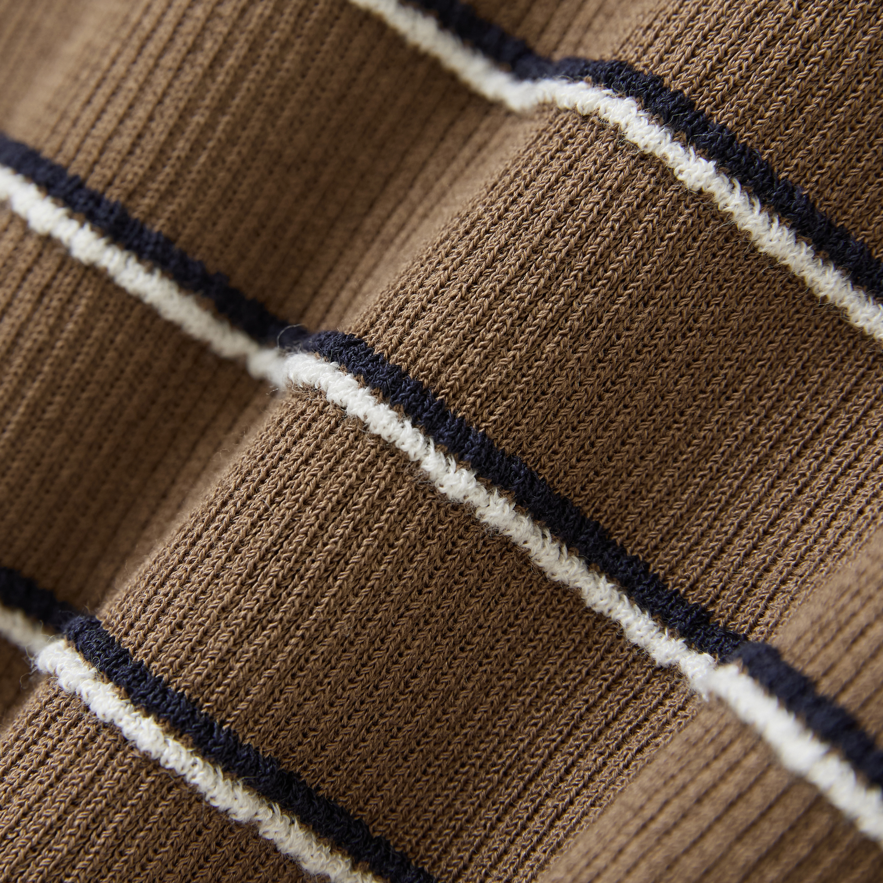 播条纹休闲polo领针织衫女25秋季新款气质拼接毛衣DDS4SD5187 - 图2