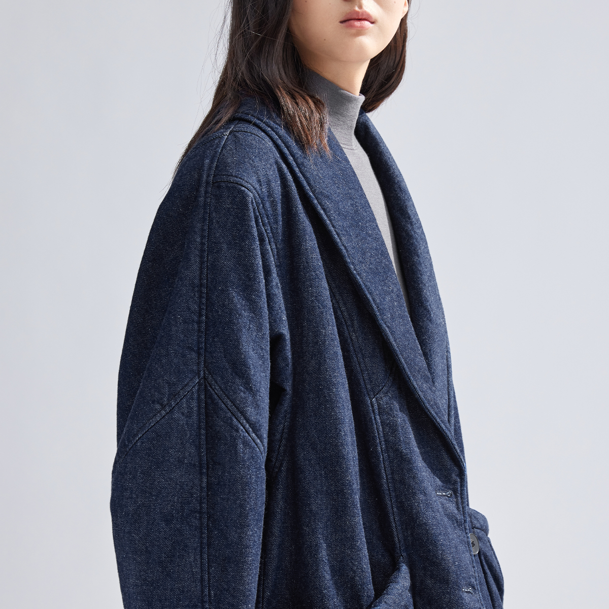 播 bo 商场同款牛仔蓝西装领棉服女商场同款短款棉衣BDR1PD2115 - 图0