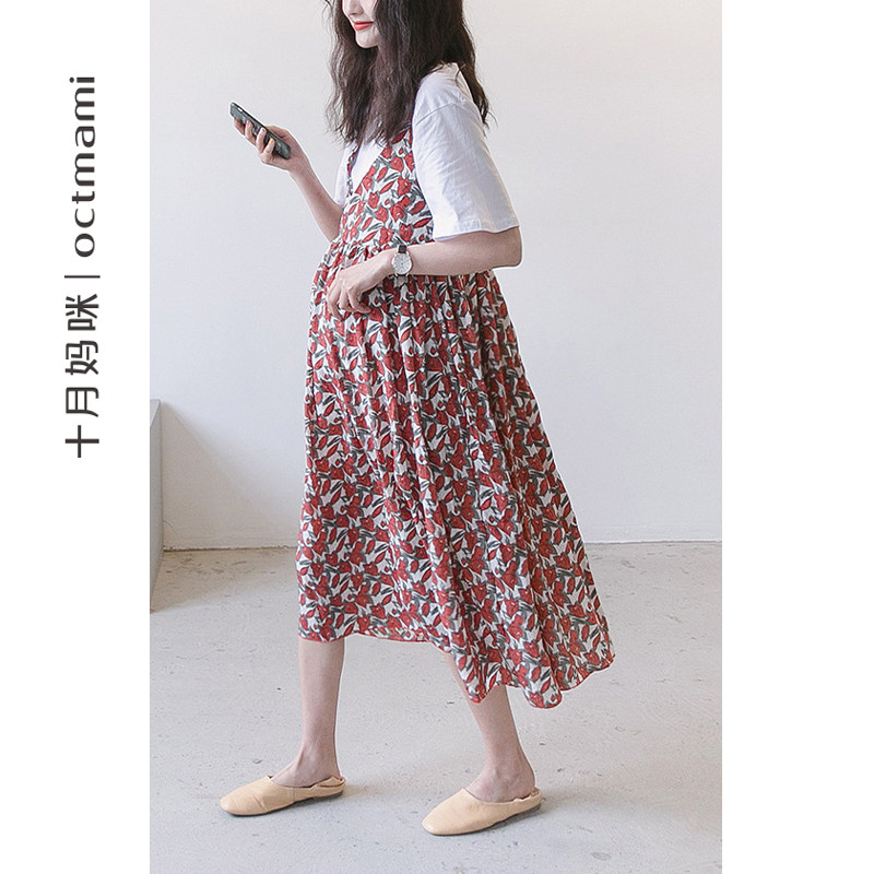 【新品】十月妈咪夏季孕妇休闲吊带 十月妈咪连衣裙