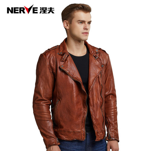 NERVE涅夫摩托车骑行皮衣男机车夹克赛车服四季通用防摔耐磨夏季 - 图0