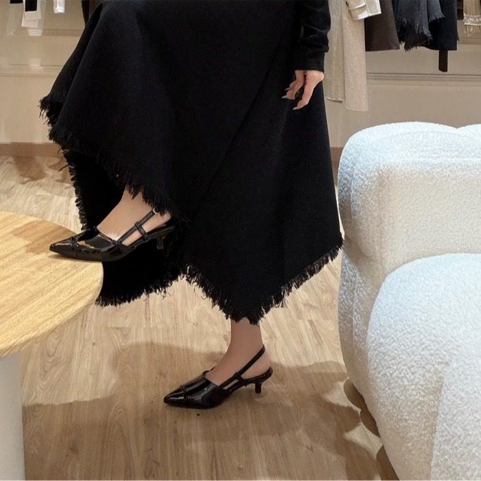 2026年早春夏季新款小香风法式尖头后空包头凉鞋高跟小猫跟单鞋女,淘宝优惠券,粉丝福利购,淘宝优惠卷