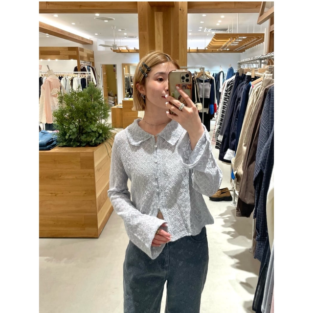 Kas2026 ພາກຮຽນ spring ແລະລະດູຮ້ອນ Lace Exquisite Elegant Bell Sleeve Top