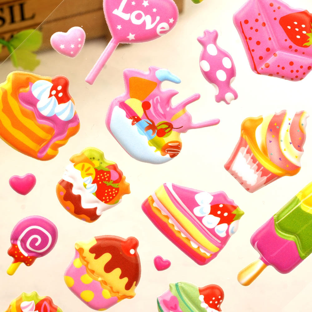 儿童玩具冰激凌蛋糕点心食物3D立体泡泡贴画可爱男女孩宝宝粘贴纸,淘宝优惠券,粉丝福利购,淘宝优惠卷