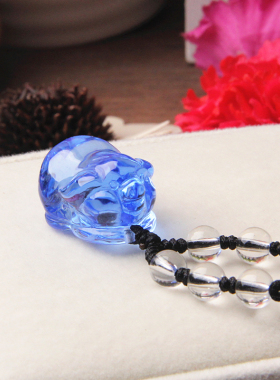 蓝水晶猪项链12生肖猪男女款吊坠