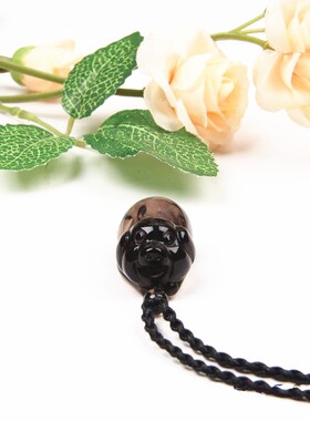 天然黑水晶猪吊坠挂坠男女