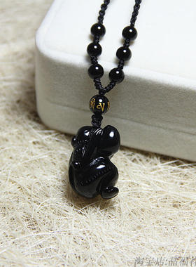 挂件吊坠黑水晶天然黑曜石猴子