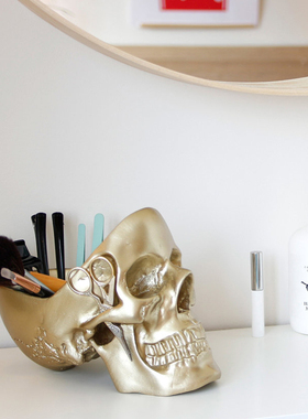 桌面收纳盒骷髅头骨模型个性摆件