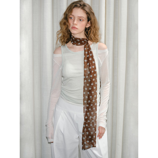 French polka dot silk scarf, versatile and versatile, new style for spring and summer