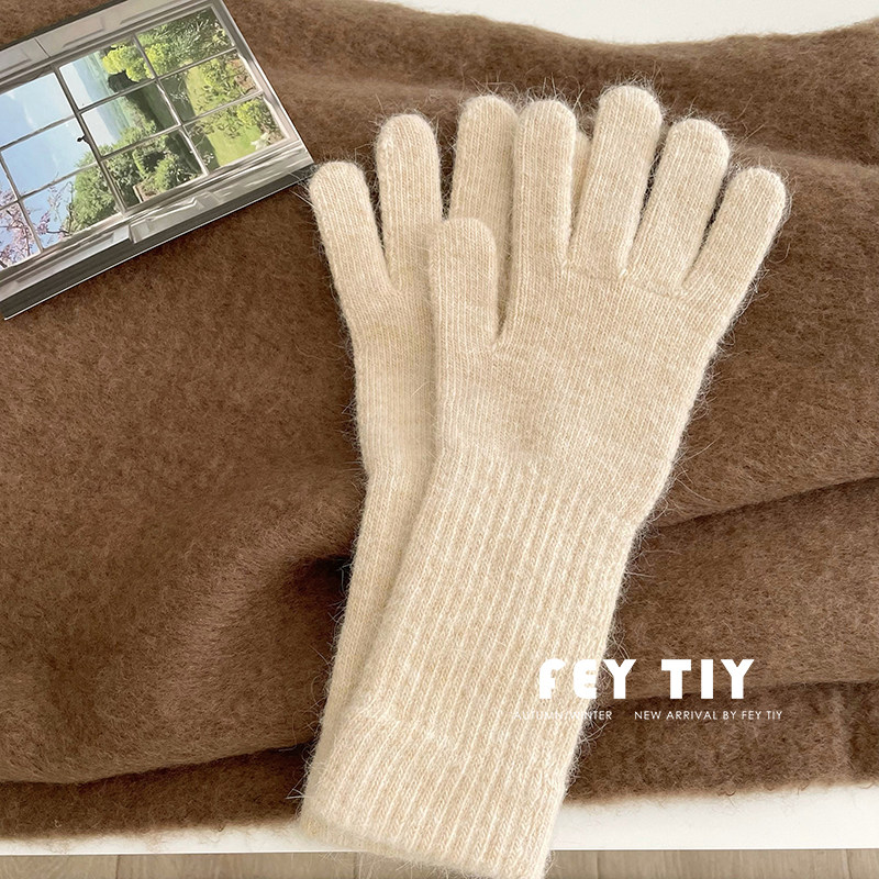 陷入crush~高级感ins韩版防寒保暖冬季手套女纯色针织五指手套,淘宝优惠券,粉丝福利购,淘宝优惠卷